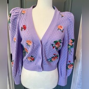 Alice + Olivia lavender cardigan size Large